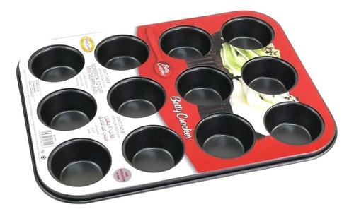 Molde Antiadherente Cupcakes Muffins X12 Betty Crocker Color Negro