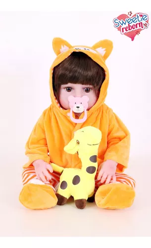 Boneca Bebe Sweetie Reborn (r) Raposinha Silicone Doll- 48cm