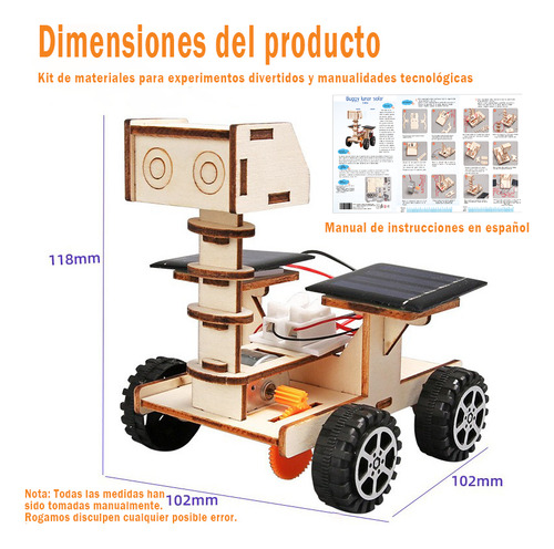 Robot Solar De Madera Para Armar Proyecto Ciencia Stem Diy