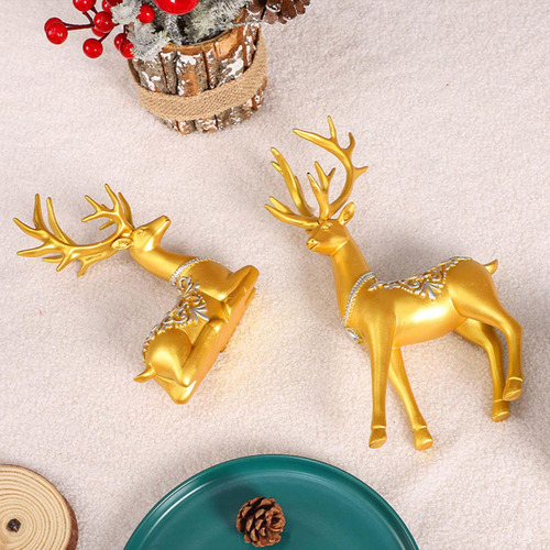 2x Colección De Figuras De Alce Adornos De Escritorio Para