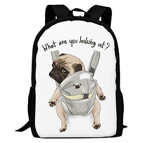 Mochila De Perro Pug Niños Y Niñas, Divertida Mochila...