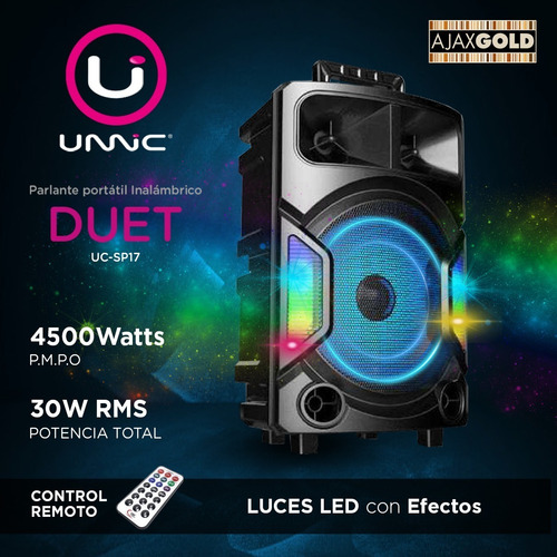 Imagen 3 de 7 de Parlante Bluetooth 12 Pulgadas Karaoke Portatil + Microfonos