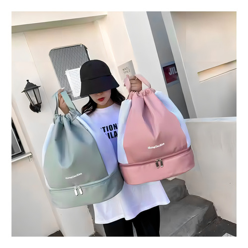 Bolsa Mochila Impermeável Alça Regulável Academia Passeio Cor Rosa