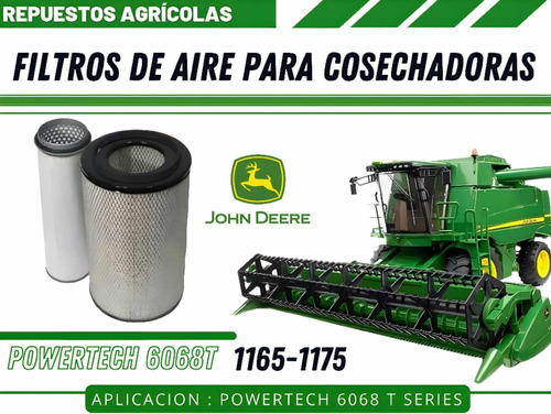 Conjunto De Filtros De Aire Cosechadora John Deere 1165 1175