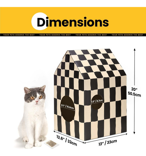 Casa De Cartón Para Gatos, Resistente, Con Rascador Y Catnip