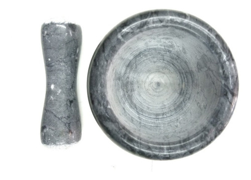 Mortero De Mármol Machacador Pisón Mediano 10,5 X 10,5 Cm