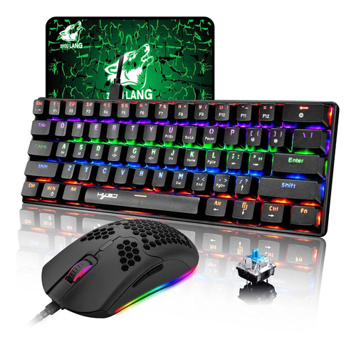 Teclado Y Mouse Mecánico Para Videojuegos Con 60% Con  Fr32w