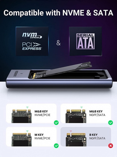 Enclosure Case Ssd M2 Nvme M.2 Sata Ngff Usb C 10gbps Ugreen