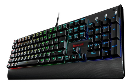 Teclado gamer Redragon Kala QWERTY Outemu Blue português Brasil cor preto com luz RGB