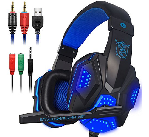 Auriculares Para Juegos Con Microfono Y Luz Led Para Ordenad