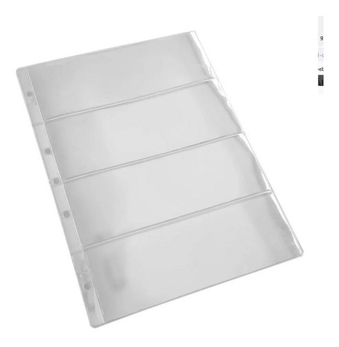 40 Folhas Plastico Cédula Acetato Premium 4 Divisões Notas