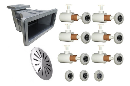 Imagem 1 de 6 de Kit Dispositivo Para Piscinas De Alvenaria Com + Ralo Fundo