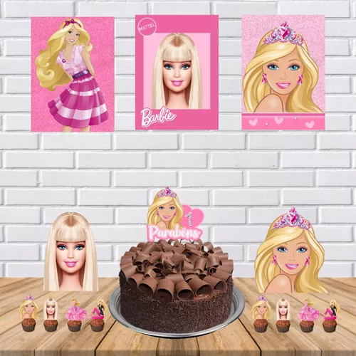 bolo da barbie simples  Bolo barbie, Festa de aniversário da barbie, Bolo  de aniversário da barbie
