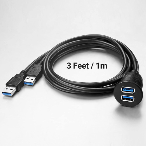 Soporte Para Auto Con 2 Puertos Dual Usb 3.0 Macho A Cable D