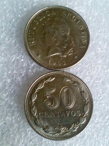 Dos Monedas 50 Centavos 1941 Argentina Ambas $25 