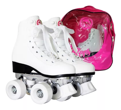 Patines de ruedas, Mujer Hombre Patinaje de Ruedas Cuatro Personas Adulto  Patinaje 4 Ruedas Niños Led Patines, Arte Boy Girl Diseño Vintage, 43-Blanco