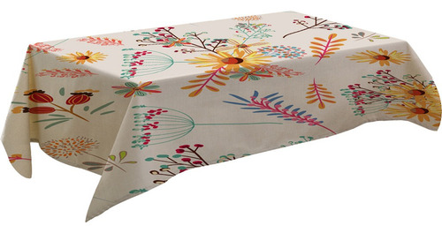 Mantel Rectangular Con Estampado De Flores Frescas Para Té