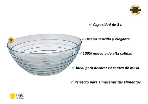 Recipiente Para Servir Bowl Mesa Para Mezclar Ensalda Frutas