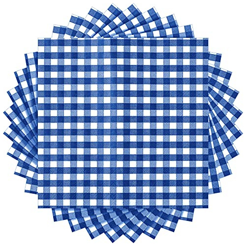 100 Servilletas De Papel Con Cuadros Gingham Desechable...