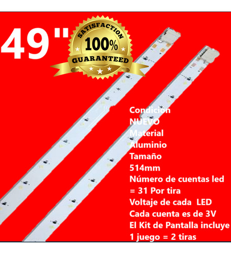 2 Tiras De 31 Leds Compatible Con Un49k5300 Un49k5300af