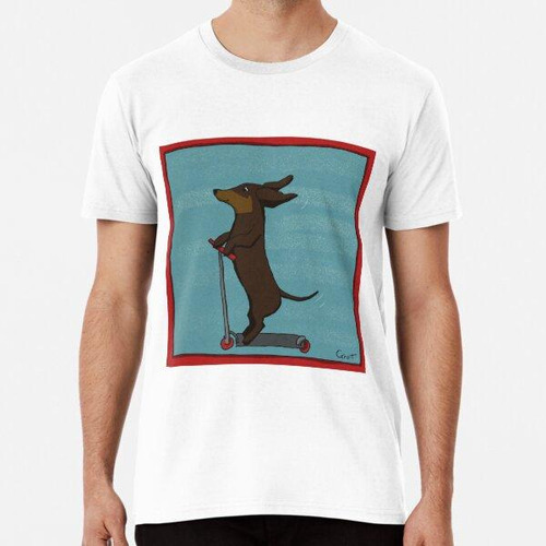 Remera Un Dachshund En Una Scooter Algodon Premium