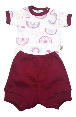 Roupa De Bebê Feminino Branco Bordô Baby Duck D33