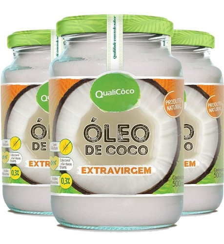 Kit 3 Óleo De Coco Extra Virgem Qualicôco 500ml