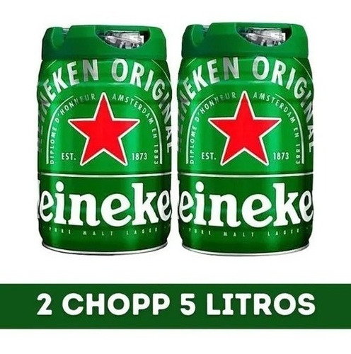 Kit 2 Cerveja Heineken Barril 5 Litros Pronta Entrega Full