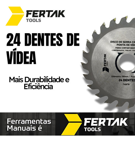 Kit 5 Discos Serra Circular 110mm 24 Dentes P/ Corte Madeira