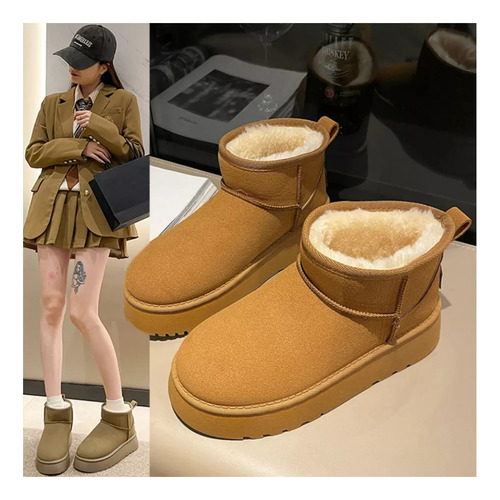 Botín De Nieve Mujer Térmico Forrado Bota Caña Baja Invierno