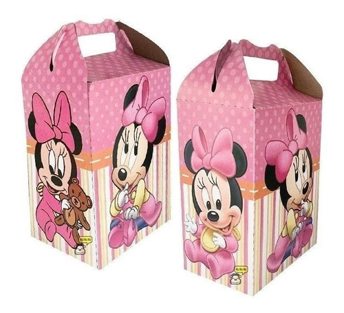 50 Cajitas Dulceros Fiesta Recuerdo  Compatible Minnie Bebe