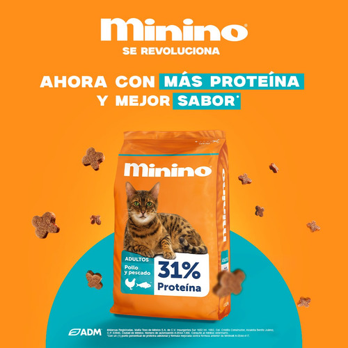 Imagen 2 de 2 de Alimento Minino para gato todos los tamaños sabor pollo y pescado en bolsa de 15kg