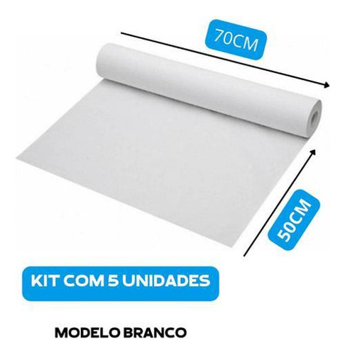 5 Lençol Descartável Papel Hospitalar Para Maca Branco 70x50