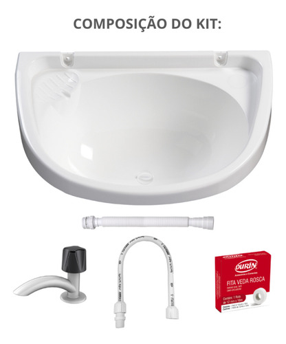 Durin Kit Lavatorio Pequeno Basic Bellart 00605 cor branco