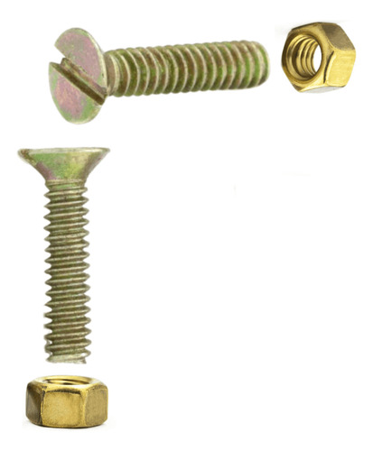Parafuso Cabeça Chata Fenda M2 X 12mm Mm Com Porca 50