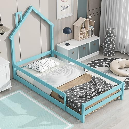 Cama Montessori Para Niños, Diseño Con Forma De Casa