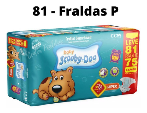 Fralda Descartável Scooby-doo Baby Pacote Hiper P C/ 81 Un Gênero Sem Gênero Tamanho Pequeno (p)