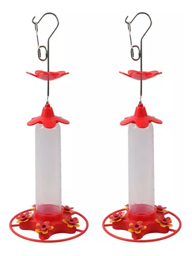 2 Piezas Bebedero Colibríes Rojo 350ml Alimentador De Aves