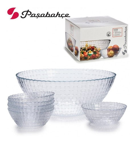 Imagen 5 de 8 de Ensaladera En Vidrio Con 6 Bowls - Set X 7 Piezas