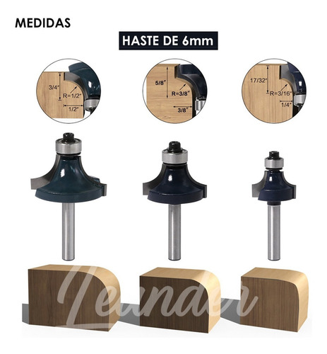 Fresa Tupia Canto Arredondado C/ Rolamento 6mm Mesa Nichos