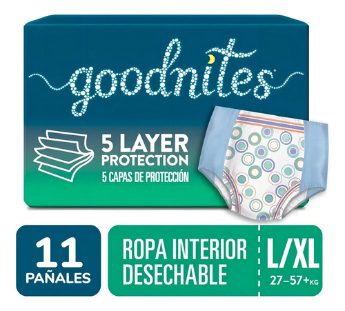 Pañales Goodnites Ropa Interior Nocturna - Pack De 2 X 11 Un Extra Grande (xg) Sin Género