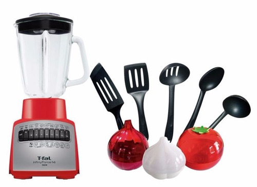 Licuadora Roja 14 Velocidades T-fal + Utensilios De Cocina