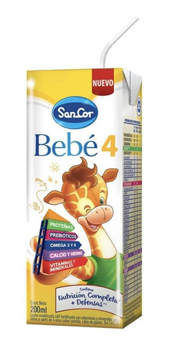 Leche de fórmula líquida Mead Johnson SanCor Bebé 4 sabor vainilla por 30 unidades de 200mL