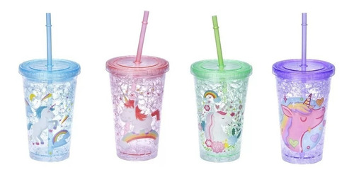 Vaso Decorativo Acrilico Unicornio Flamenco Niña Con Sorbete