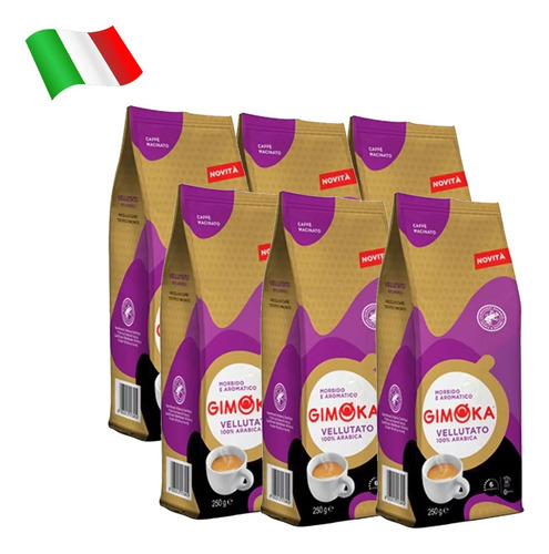 Cafe Gimoka Tostado Molido Velluttato Pack 6x250grms Italia