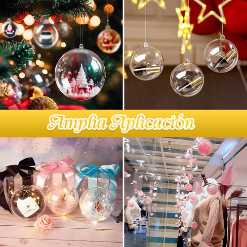 Pack 6 Esferas Acrílico Para Rellenar Decorar Navidad 8cm