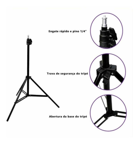 Ring Light Iluminador 10 Polegadas Com Tripé De 1,75 Cm