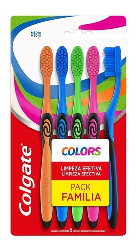 Escova de Dente para família Colgate Colors 5 unid