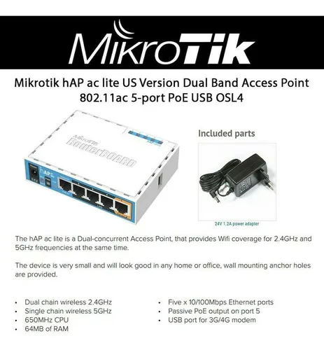 Router Mikrotik Wifi Rb952ui5ac2nd Modem 3g 4g + Fuente