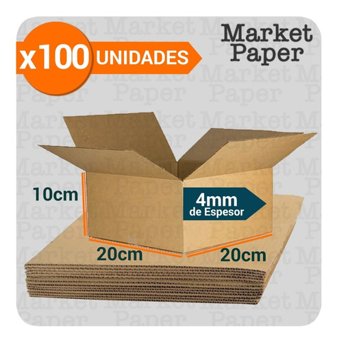 Caja Carton Corrugado Ecommerce 20x20x10 Cm X 100